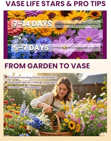 Wildflower Seeds Cut Flower Mix 4 oz - 15 Varieties, Over 30,000 Seeds - Image 4
