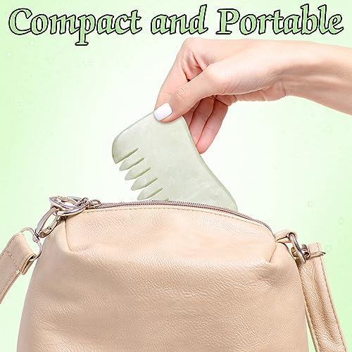 Geiserailie 2 Pcs Jade Combs Gua Sha Stone Scalp Massage Tool - Image 6