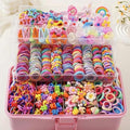618 Pieces Kid Hair Accessories For Girl, Colorful Rubber Bands Craft Set by Unknown