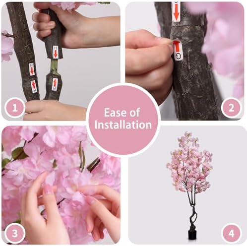 6.56ft Tall Pink Artificial Cherry Blossom Trees - Image 5