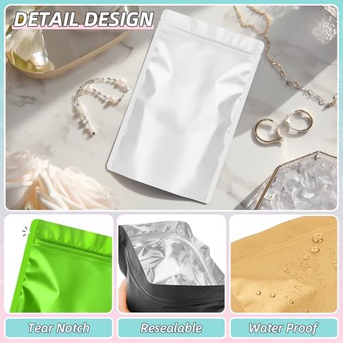 FUNFERY Stand Up Mylar Resealable Bags for Food Storage-White 4x6 inch - Image 7