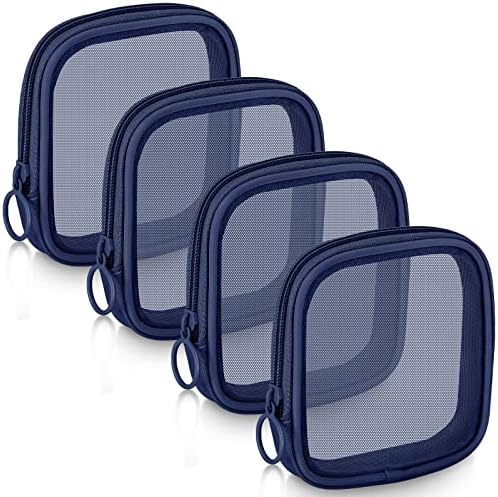 Weewooday 4Pcs Mesh Makeup Bag, Navy Blue, Small, Classic by Weewooday