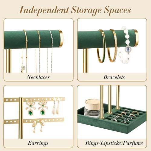 Jewelry Organizer Stand for Necklaces, Bracelets, Earrings, Rings, Green - Image 3