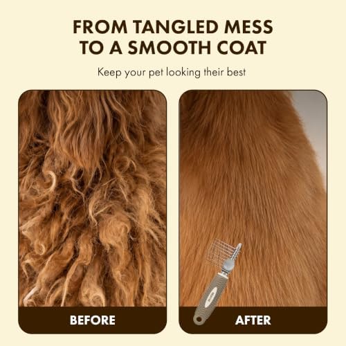Mavie Grooming Rake, 10 Blade Dematting Tool for Pets, Taupe - Image 3