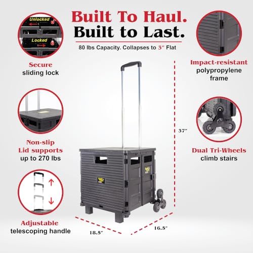 dbest Products Quik Cart Elite Stair Climber Rolling Crate - Black - Image 2