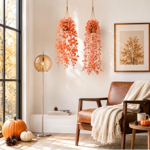 Der Rose 2Pcs Fake Fall Hanging Plants for Home Bathroom Wall Outdoor - Image 6