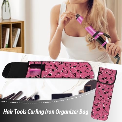 Heat-Resistant Travel Neoprene Storage Music Pouch Case Bag with Two Pocket for Flat Iron,Straightener,Curling Wand/Curling Iron Long-Term Use - Image 5
