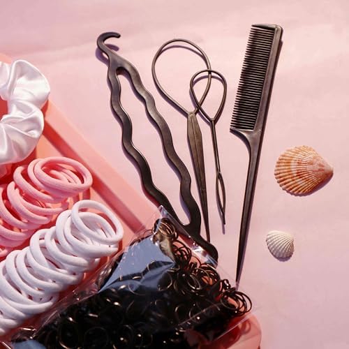 YANRONG Hair Accessories Set: 755PCS Seamless Ponytail Holders, Scrunchies, Hair Bands, and Hair Ties for Thick and Curly Hair (Gradient Powder) - Image 4