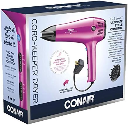 Conair Hair Dryer with Diffuser and Concentrator, 1875W, Pink (Pack of 4) - Image 7