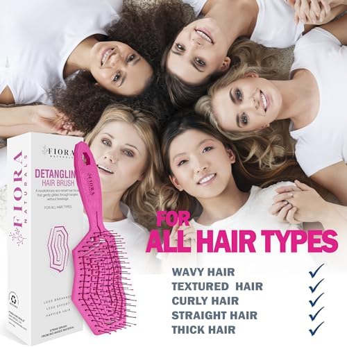 Fiora Naturals Detangling Hair Brush for Women, Detangler Hair Brush, Pink - Image 6