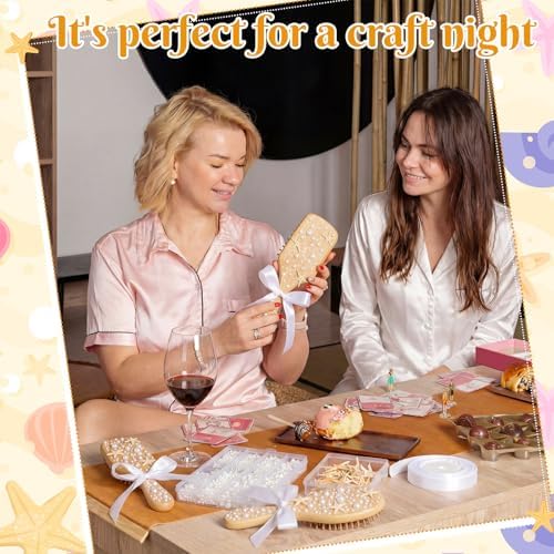 12 Set Wooden Hair Brush Decorating Kit, Classic Style, White - Image 5