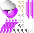 22 Pieces Magnetic Wrist Sewing Pincushion with Braiding Tools, Stainless Steel Pintail Rat Tail Comb, Wide Teeth Alligator Sectioning Clip, and Hair Parting Ring for Hair (Purple) by Patelai
