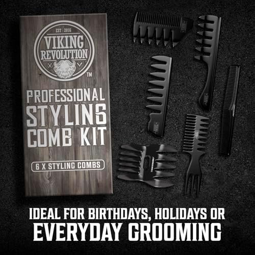 Viking Revolution Professional Hair Styling Combs for Men - 6 Piece Set - Image 5