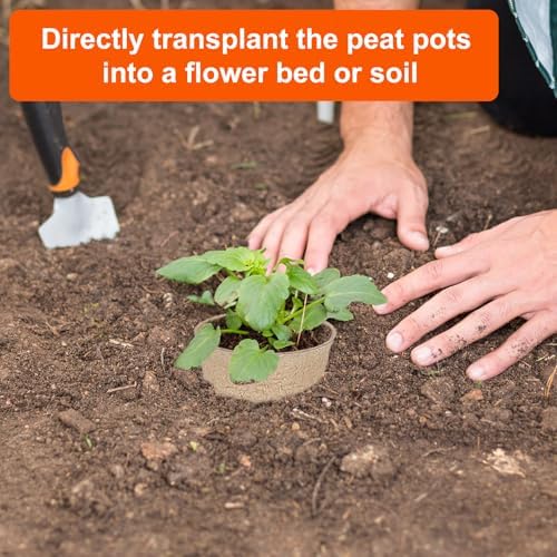 JNYONG 60 Packs 3.15 Inch Peat Pots,Garden Germination Nursery Pots - Image 5