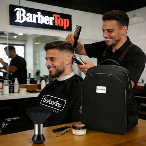 Barber Backpack for Men Women, Professional Barber Bag Case Organizer for Clippers and Supplies, Portable Cosmetology Hairstylist Travel Backpack with Barber Accessories Cape and Brush (Black) - Image 2