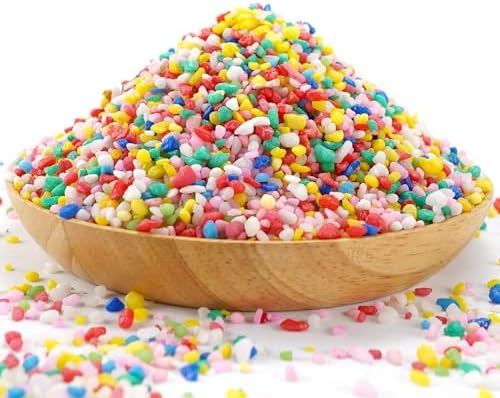 Mini Rainbow Confetti Gravel Pebbles Mix Colored Stones Aquarium Gravel Decorative Colored Garden Sand Succulent Cactus Bonsai Gritty Mix Rocks for Top Dressing, Landscaping, Home Decor 2.2 lbs by TOYPOPOR
