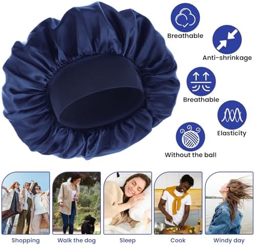 WLLHYF Silk Bonnet for Men, Satin Bonnet Elastic Band Silk Sleep Cap Soft Adjustable Hair Cap Hair Wrap for Women Sleeping - Image 6