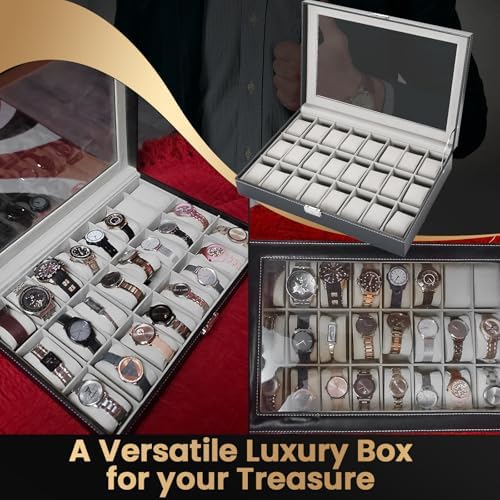Watch Box 24 Slots Watch Case Grey - Image 5