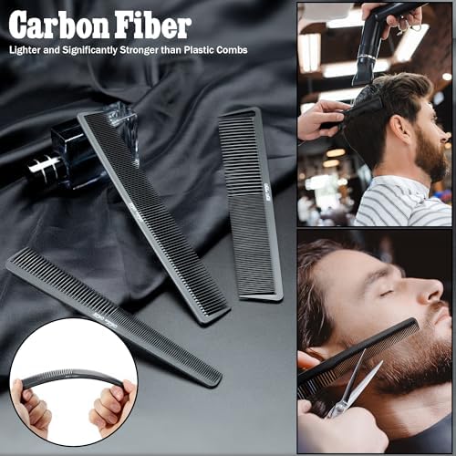 SALONSILK 13PCS Hair Cutting Shaving Brush and Comb Set, Professional Barber Combs for Hair Stylist, Premium Grade Barber Brush Neck Duster, Fading Comb Barber Clipper Comb - Image 3