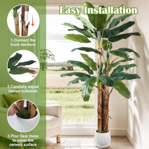 8FT Artificial Banana Tree, Tropical Plant, Large Faux Plant Outdoor - Image 3
