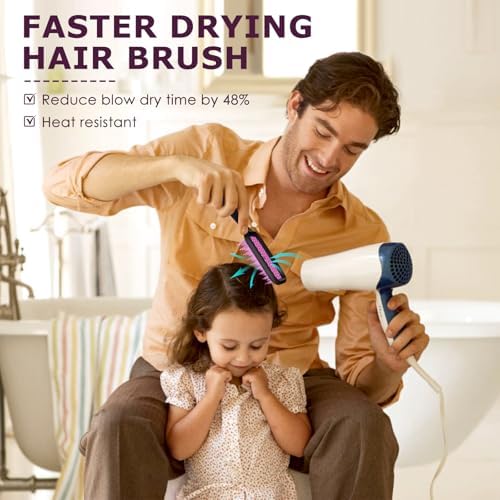 SHINLEA Vented Detangling Brush for Curly Thick Hair, Wave-Shaped Bristles for Scalp Massage, Anti-Tangle Hairbrush for Women, Men and Teens, Purple - Image 4