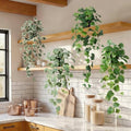 Artificial Plants Indoor with Pots, Fake Pothos Hanging Plant Set of 2, Silk Faux Greenery Ivy for Outdoor, Realistic Fake Potted Plants for Shelves Office Wall Decor, Green 33In by Unknown