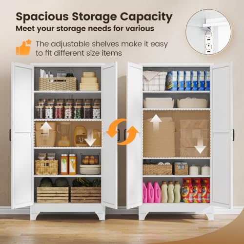 Yizosh Metal Storage Cabinet with Doors and 4 Adjustable Shelves - Image 6