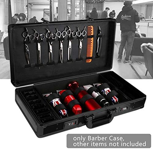 Carrying Case Scissors Storage with lock Portable Shears Clippers Trimmers Supplies Travel Barber Tool Organizer Box（All Black - Image 6