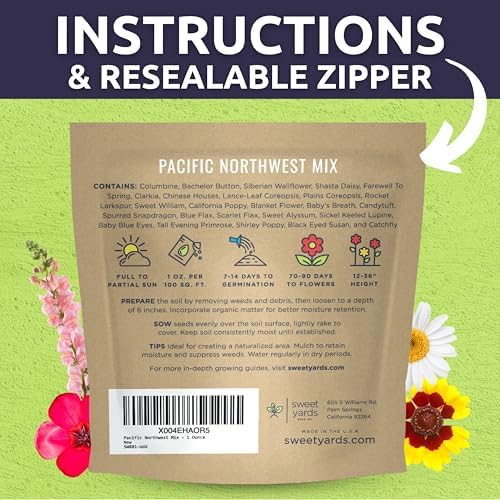 Pacific Northwest Regional Mix - Large 1 Ounce Packet - 24,000 Flower Seeds for Planting - Wildflower Mix - Image 4