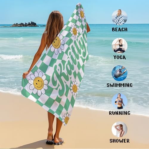 JML Personalized Beach Towel with Name, Custom Flower Beach Towel, Customized Microfiber Pool Towel, Quick Dry & Absorbent Swim Towel for Adult,Anniversary, Birthday, Summer Holiday,Vacation - Image 6
