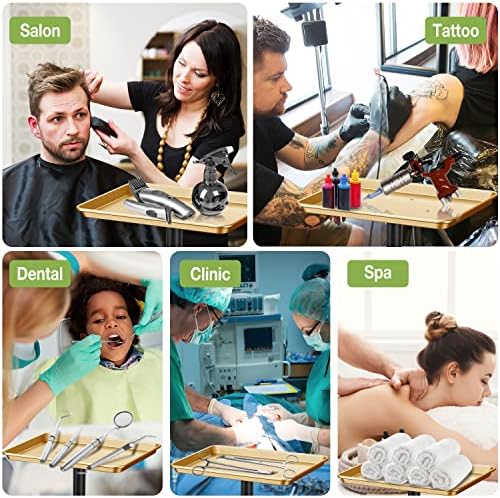 Golden Salon Tray Premium Aluminum Rolling Tray Adjustable Height Use for The Tattoo Tray Hairstylist Tray with Wheels(Golden) - Image 5