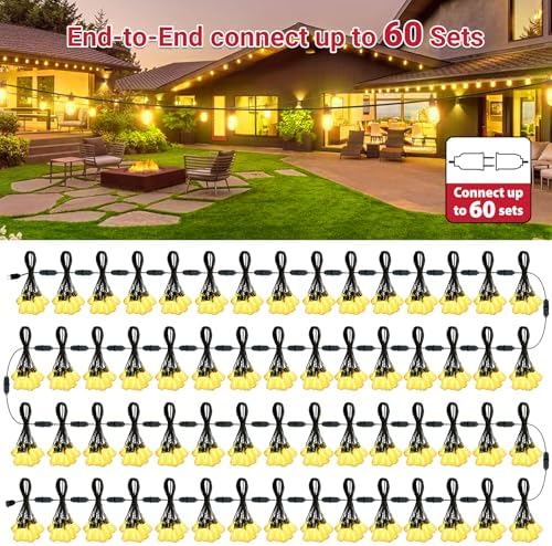 LAMPHOME 26Ft ST38 Outdoor String Lights, Yellow Patio Lights with 12+1 ST38 Edison Bulbs, LED Shatterproof String Lights for Outside Bistro Christmas Patio Party Decorations - Image 7