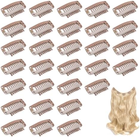 Dreamlover Stainless Steel Hair Extension Clips, Brown, 9 Teeth, 30 Pieces by Dreamlover