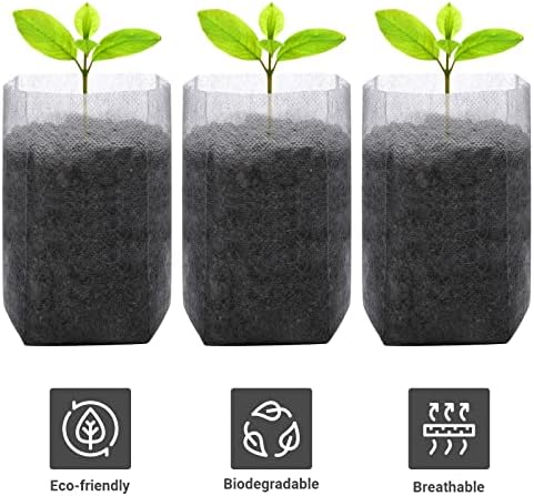 GREANER 200 PCS Nursery Bags, 5.5"x6.3" Non-Woven Fabric Seedling Bags Biodegradable for Home Garden Supply, Tree, Flower, Vegetable, Nursery Pots Container Plants Pouch - Image 4