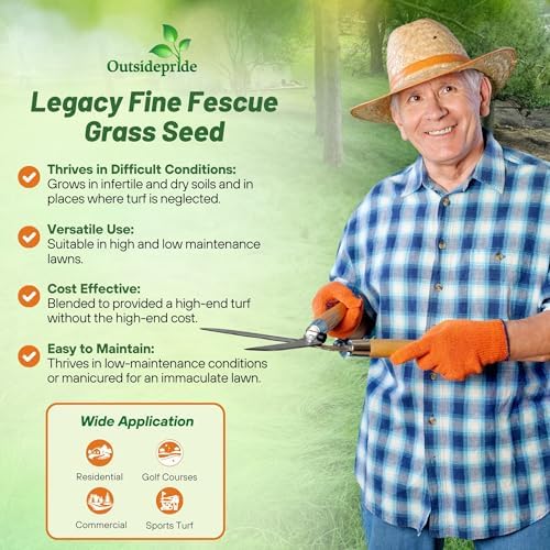 Outsidepride Legacy Fine Fescue Grass Seed Mix - 5 lbs. Perennial, Pure Raw Seed w/ 0.00% Other Crop & Weed Seed - Image 3