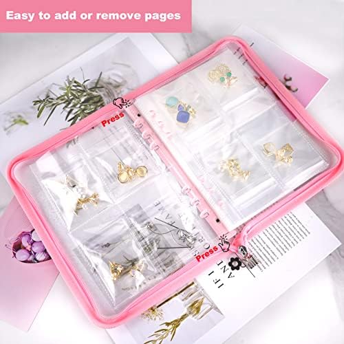 Travel Jewelry Organizer Transparent Jewelry Storage Book Set Pink - Image 4