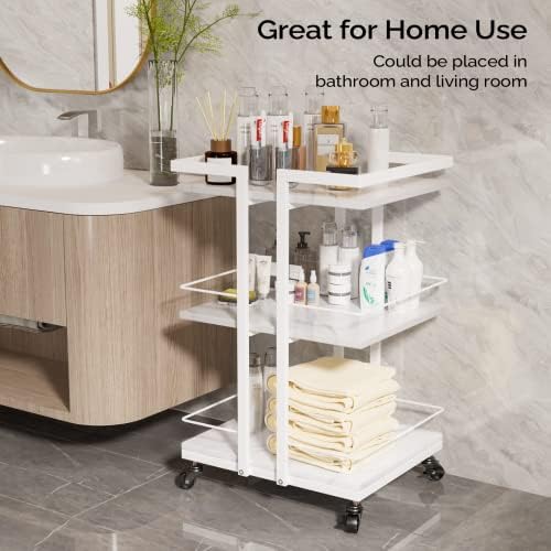 Esthetician Cart with Wheels Salon Rolling Trolley, Mobile Storage Organizer for Beauty Spa Cosmetology Massage, Tattoo Manicure Facial Tool Holder Station, White - Image 3