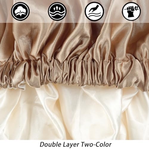 Edoneery Satin Bonnet for Sleeping Women, Double Layer Curly Hair Cap - Image 6