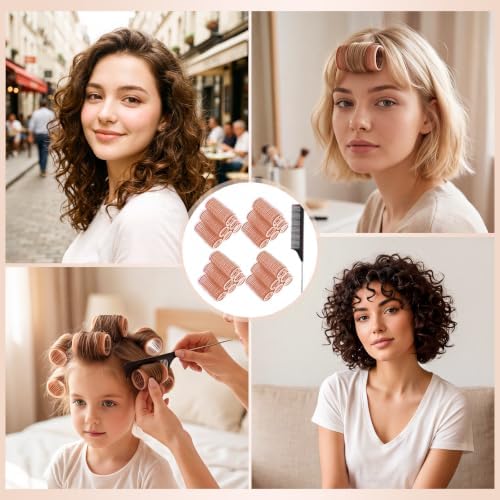 24 Pcs Self-Grip Small Hair Rollers Curlers Set, 25 mm, Brown - Image 6
