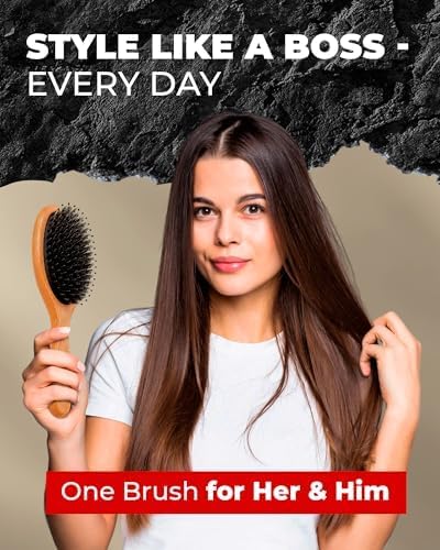 Bossman Oval Boar & Nylon Bristle Hair & Beard Brush - For Taming - Image 6