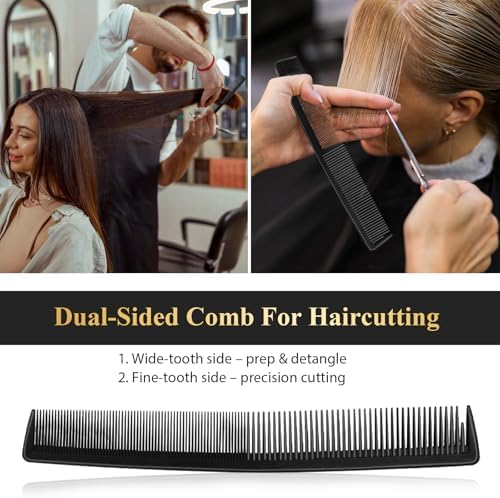 HEYMKGO Barber Comb,14PCS Hair Cutting Comb Set, Professional Salon Fine and Wide Tooth Comb, Barber Clipper Brush Duster Brush, Hair Clips, Rat Tail Teasing Combs for Styling - Image 4