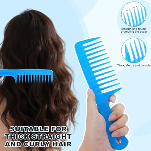 60 PCS Wide Tooth Comb for Curly Hair, Large Tooth Comb Can Easily Detangle Wet and Dry Hair Knots, Used for Styling and Daily Care (Pink + Green + Blue + Orange) - Image 4