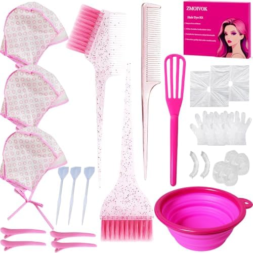 27 pcs Hair Dye Kit Highlight Frosting Cap with Hook by ZMOIVOK