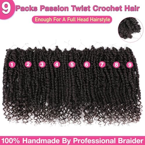 9 Packs Passion Twist Crochet Hair 12 Inch Bohemian Short Crochet Braids 4# - Image 2