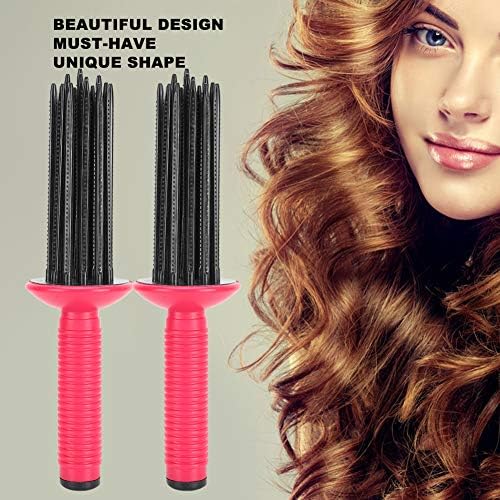 Hairstyling Tools Hair Curler Curling Wand, 2pcs Hair Styling Curler Curls Comb Hair Curler Curling Make Up Brush Roller Tool for Home Travel Hair Salon Use (17 Comb Teeth) - Image 2