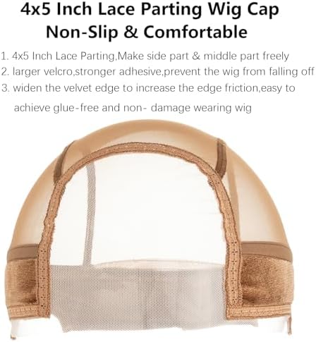 Wig Caps with Grip Band for Keeping Wigs in Place 5X4 HD Wig Caps for Women Adjustable Wig Grip Cap Band Stocking Wig Caps Wide Transparent Lace for Front Wig Cap for Wig Making (Light Brown) - Image 2