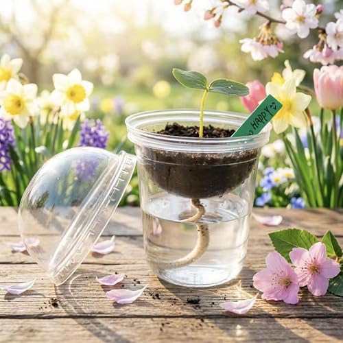 15 Set Nursery Pots with Humidity Dome, Clear Nursery Pots with Drainage, Self Watering Small Plant Pots, Seedling Pots for Plants, Seed Starter Pots for Planting Vegetables Fruit (Thick) - Image 5