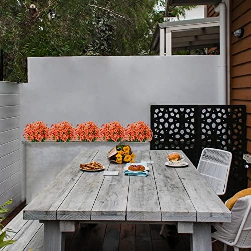 LikSoor 21 Bundles Artificial Outdoor UV Resistant Flowers No Fade Fake Outside Flowers Plastic Greenery Faux Shrubs Garden Porch Window Box Home Decoration (Orange) - Image 3