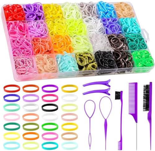 BESARME 1500 Mini Hair Rubber Bands Set with Styling Tools, 28 Colors by BESARME