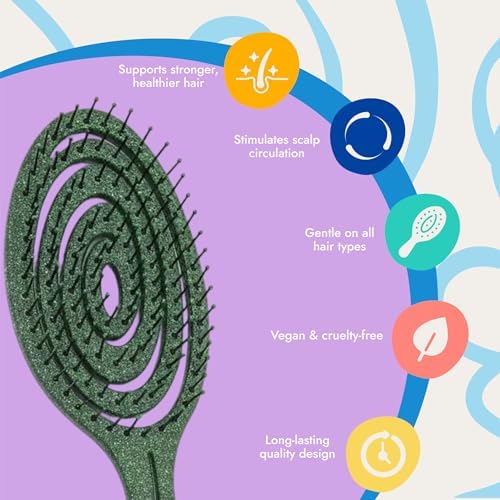 Ninabella Detangling Hair Brush - Gentle Detangler Brush for Curly, Fine, Thick and Long Hair - Hairbrush for Women - For Wet and Dry Hair - Stone Edition - Emerald Green - Image 6